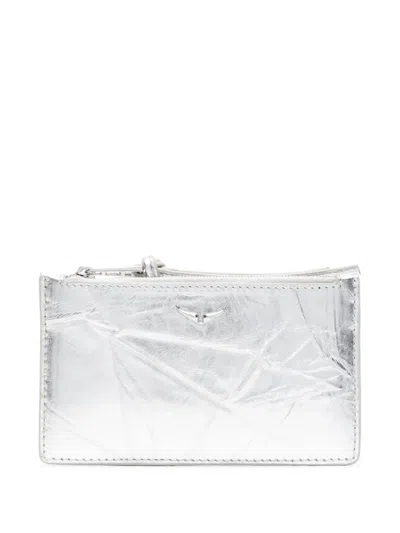Zadig & Voltaire Long Eternal Metallic Coin Purse In Silver