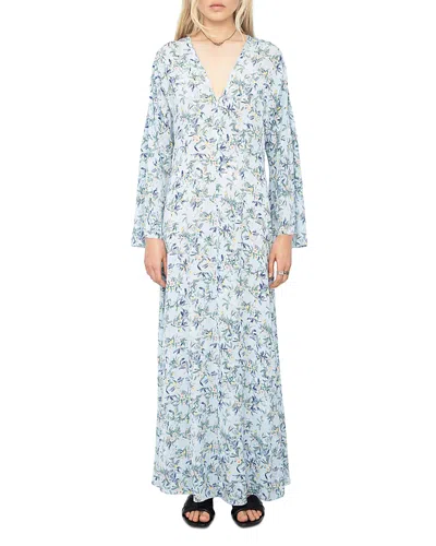 Zadig & Voltaire Long Floral Dress In Blue