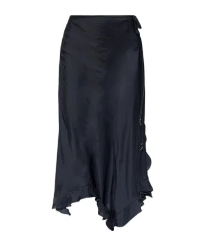 Zadig & Voltaire Long Satin Skirt In Blue