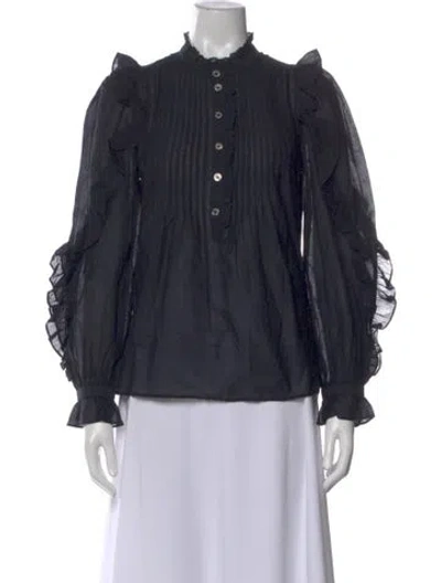 Pre-owned Zadig & Voltaire Long Sleeve Blouse In Black