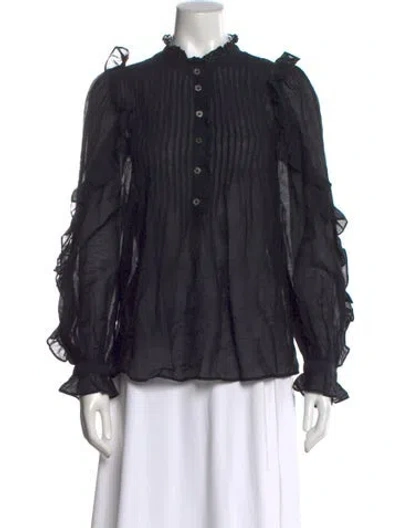 Pre-owned Zadig & Voltaire Long Sleeve Blouse In Black