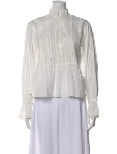 Pre-owned Zadig & Voltaire Long Sleeve Blouse In White