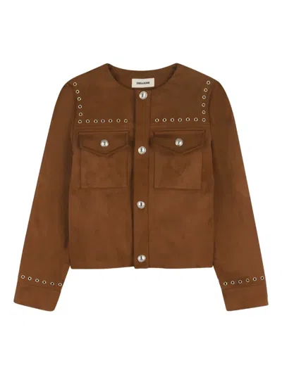 Zadig & Voltaire Kids' Long-sleeve Jacket In Brown