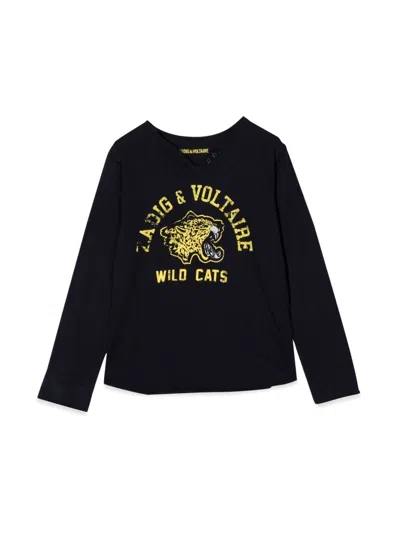 Zadig & Voltaire Long Sleeve Mini T-shirt For Girls In Blue