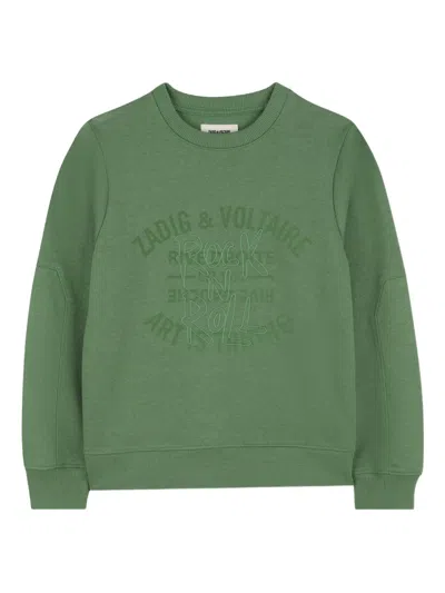 Zadig & Voltaire Kids' Long-sleeve Round-neck Sweatshirt In Gray