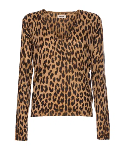 Zadig & Voltaire Long Sleeve Sweater In Animal Print