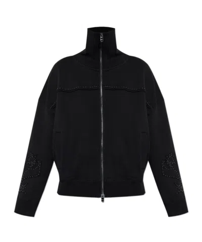 ZADIG & VOLTAIRE MILLY STUDDED ZIP-UP SWEATSHIRT