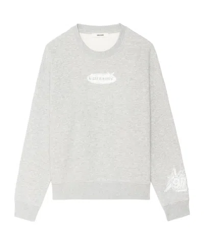 Zadig & Voltaire Womens Mira Logo-print Cotton-jersey Sweatshirt Gris Chine Clai Xs In Gray