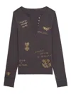 Zadig & Voltaire Multi Strass Beaded Cotton Top In Gray