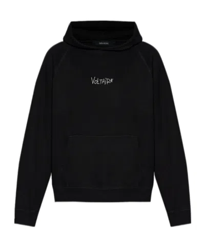 Zadig & Voltaire Long-sleeved Hooded Sweatshirt In Black