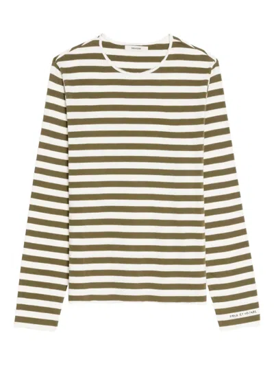 Zadig & Voltaire Long-sleeved Striped T-shirt In Green