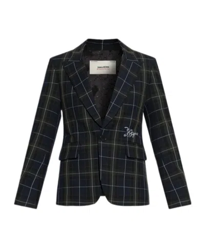 Zadig & Voltaire Vavy Tartan-print Single-breasted Blazer In Black