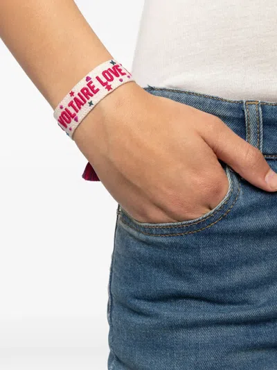 Zadig & Voltaire Love Embroidered Tassel-detail Bracelet In Purple