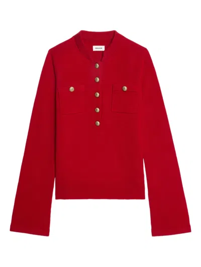 Zadig & Voltaire Lucas Button-detailed Sweater In Red