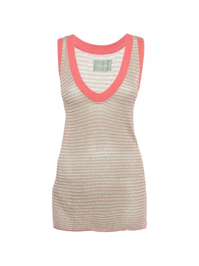 Pre-owned Zadig & Voltaire Lurex Fishnet Knit Top In Pink