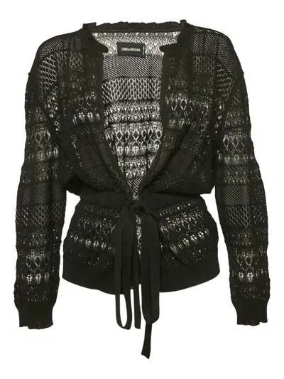 Pre-owned Zadig & Voltaire Maddie Knit Tie-up Cardigan In Black