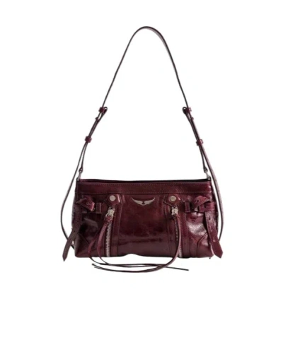 Zadig & Voltaire Madison Mini Vintage Patent Bag In Dark Purple