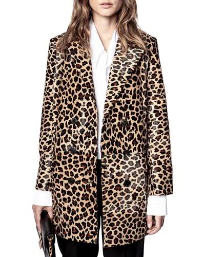 Zadig & Voltaire Magic Poulain Manteau Leather Jacket In Animal Print
