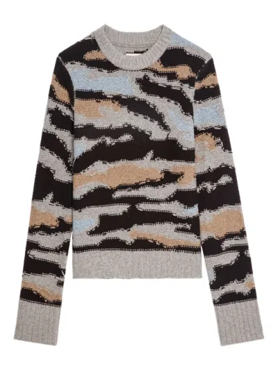 ZADIG & VOLTAIRE MALTY PATTERNED CREW-NECK SWEATER