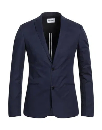 Zadig & Voltaire Man Blazer Navy Size 44 Cotton In Navy Blue