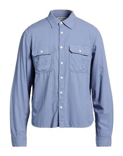 Zadig & Voltaire Man Shirt Slate Blue Size L Cotton, Viscose