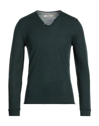 Zadig & Voltaire Man Sweater Dark Green Size S Merino Wool In Blue