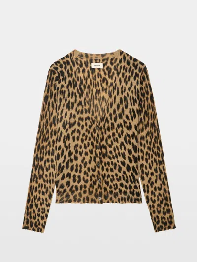 Zadig & Voltaire Manala Cashmere Cardigan In Animal Print
