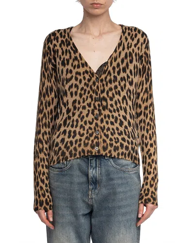 ZADIG & VOLTAIRE MANALA CP PRINT LEO CASHMERE CARDIGAN