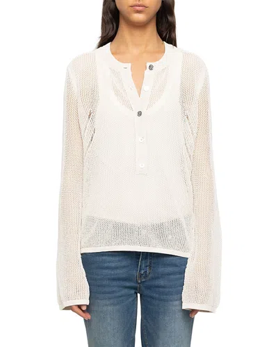 Zadig & Voltaire Womens Vanille Mandala Button-neck Cotton-blend Henley Jumper In Neutral