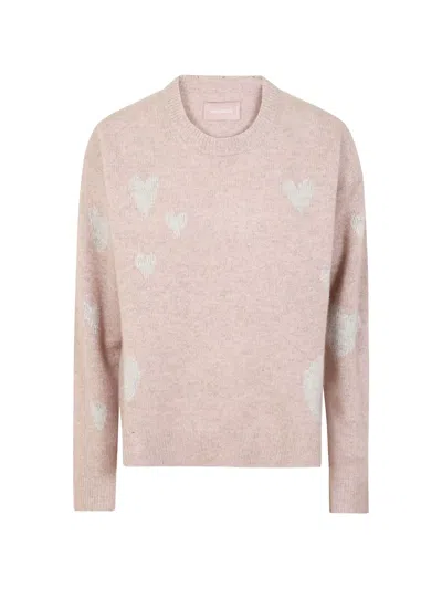 Zadig & Voltaire Markus Ws Heart Cashmere Sweater In Pink