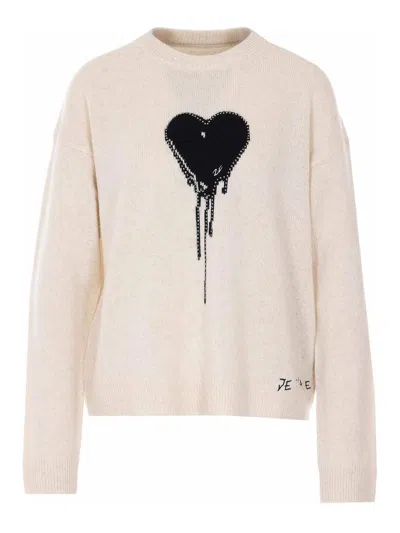 Zadig & Voltaire Womens Eggshell Markuz Heart-intarsia Cashmere Jumper In Neutral