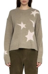 Zadig & Voltaire Markuz Intarsia Star Cashmere Crewneck Sweater In Brown