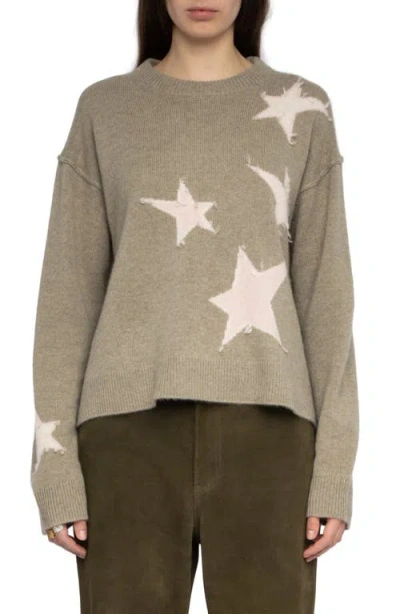 ZADIG & VOLTAIRE ZADIG & VOLTAIRE MARKUZ INTARSIA STAR CASHMERE CREWNECK SWEATER