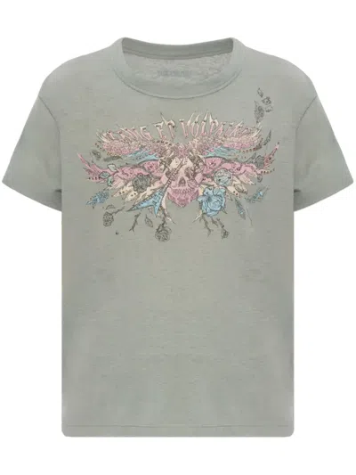 Zadig & Voltaire Marta Concert Diamanté Crew-neck T-shirt In Grey