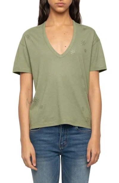 Zadig & Voltaire Marta Embellished Tee In Green
