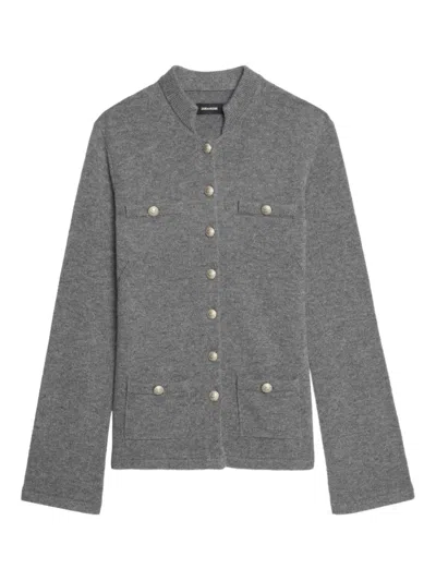 Zadig & Voltaire Mélange-effect Cardigan In Gray