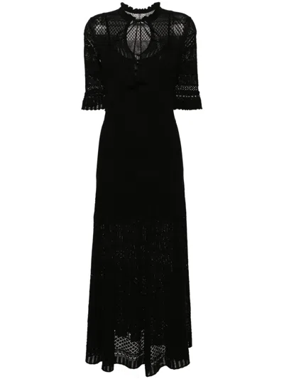 Zadig & Voltaire Memphis Pointelle-knit Maxi Dress In Black