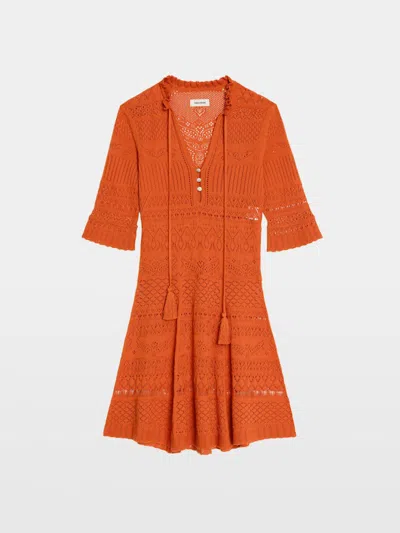Zadig & Voltaire Memphis Cotton Pointelle Dress In Orange
