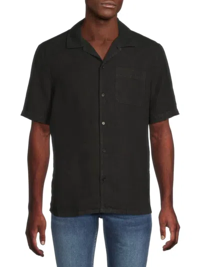 Zadig & Voltaire Men's Sloan Linen Camp Shirt In Black