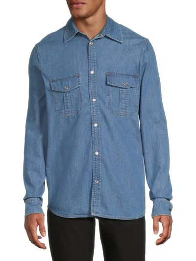 Zadig & Voltaire Men's Stan Denim Utility Shirt In Blue