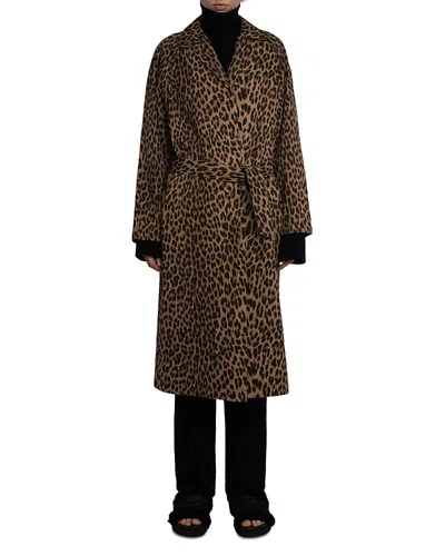ZADIG & VOLTAIRE MENTLE CANVAS LEOPARD PRINT COAT