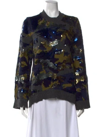Pre-owned Zadig & Voltaire Merino Wool Camouflage Print Sweater In Grey