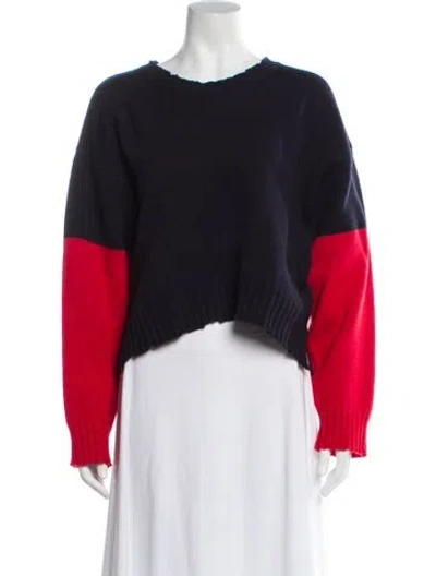 Pre-owned Zadig & Voltaire Merino Wool Colorblock Pattern Sweater In Blue