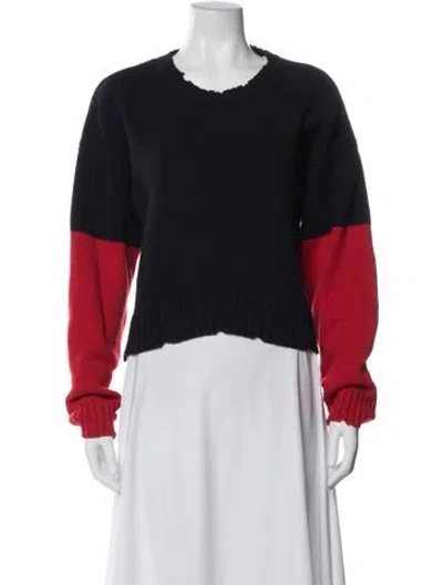 Pre-owned Zadig & Voltaire Merino Wool Colorblock Pattern Sweater In Blue