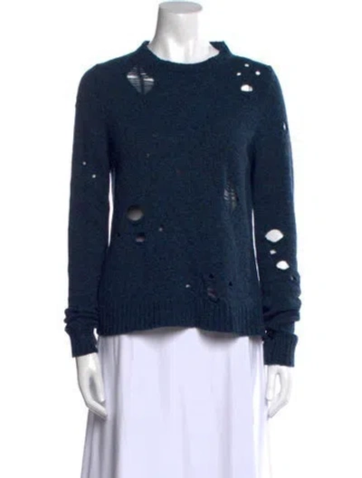 Pre-owned Zadig & Voltaire Merino Wool Crew Neck Sweater In Blue