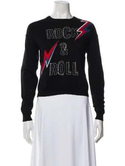 Pre-owned Zadig & Voltaire Merino Wool Graphic Print Sweater In Black