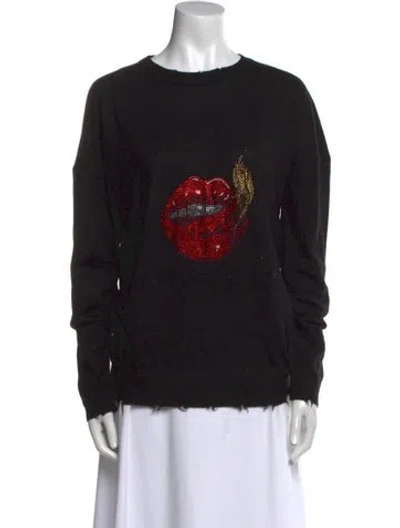 Pre-owned Zadig & Voltaire Merino Wool Graphic Print Sweater In Black