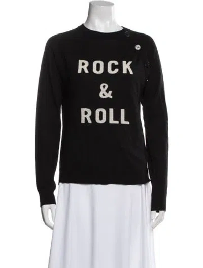 Pre-owned Zadig & Voltaire Merino Wool Graphic Print Sweater In Black