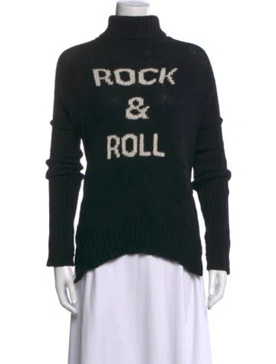 Pre-owned Zadig & Voltaire Merino Wool Graphic Print Sweater In Black