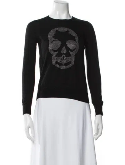 Pre-owned Zadig & Voltaire Merino Wool Graphic Print Sweater In Black